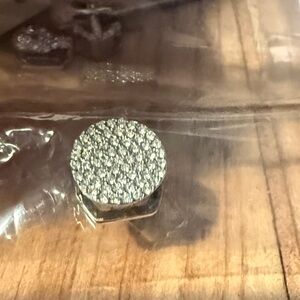 Silver pave round disc charm for keep collective